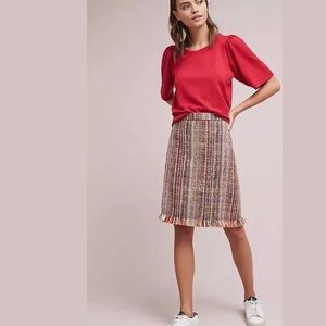 Anthropologie Maeve Multicolor Tweed Fringe Skirt
